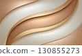 A sleek and modern abstract background with smooth, curved lines in shades of beige and gold. 130855273