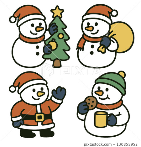Snowman Christmas Santa hat tree cookie mug cheerful winter 130855952