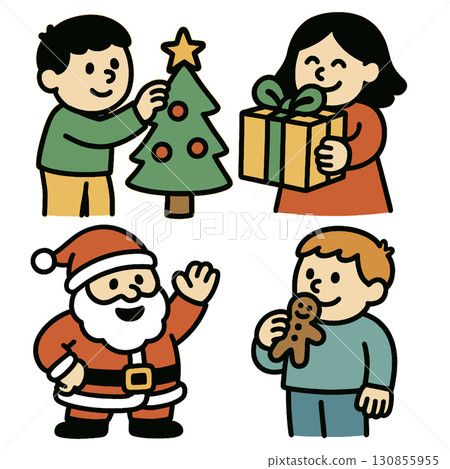 Christmas holiday celebration gift tree Santa child happy 130855955