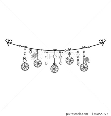 Christmas festive garland with oranges 130855973