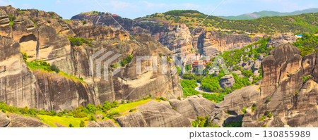 Meteora monasteries on the high cliffs, Greece Meteora monasteries on the high cliffs, Greece 130855989