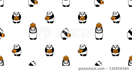 panda bear seamless pattern pumpkin halloween cartoon jack o lantern polar bear vector doodle teddy tile background gift wrapping paper scarf isolated repeat wallpaper illustration design panda bear seamless pattern pumpkin halloween cartoon jack o lantern polar bear vector doodle teddy tile background gift wrapping paper scarf isolated repeat wallpaper illustration design 130856564