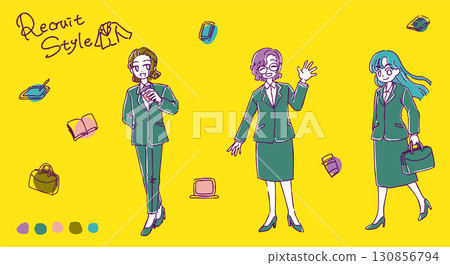 Simple and cute illustration of a girl in a recruitment suit Simple and cute illustration of a girl in a recruitment suit 130856794