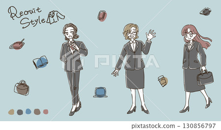 Simple and cute illustration of a girl in a recruitment suit Simple and cute illustration of a girl in a recruitment suit 130856797