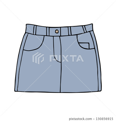 Vector hand drawn colored jeans skirt 130856915