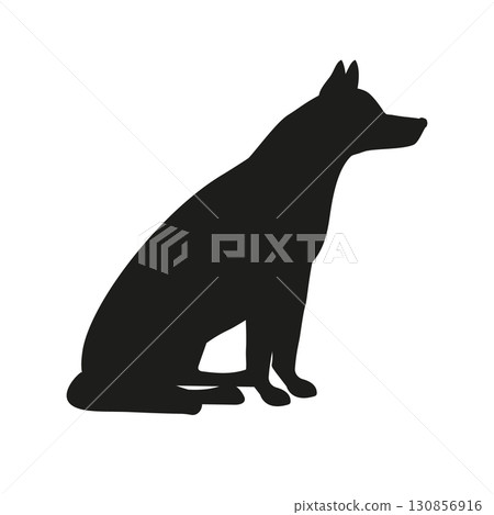 Vector flat sitting shepherd dog silhouette 130856916