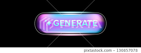 AI Generate glossy button vector icon, futuristic neon glow design for a website or application, creative user interface element, modern graphic art for technology, software, and online solutions 130857078