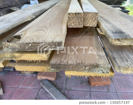 Pine lumber wooden boards for construction 130857197