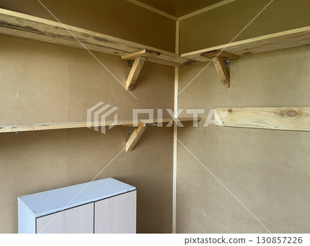 Pine wooden shelves for home storage Pine wooden shelves for home storage 130857226