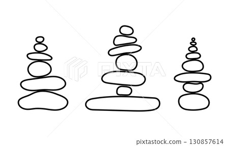 Balanced stone cairns Balanced stone cairns 130857614