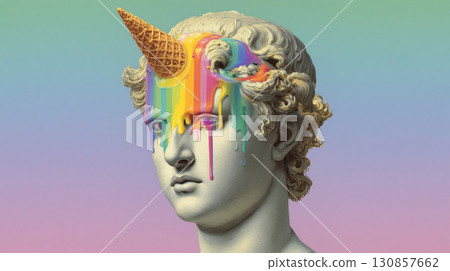 Reinterpretation of a classic Renaissance bloom with modern surreal elements blending art and flavor Reinterpretation of a classic Renaissance bloom with modern surreal elements blending art and flavor 130857662