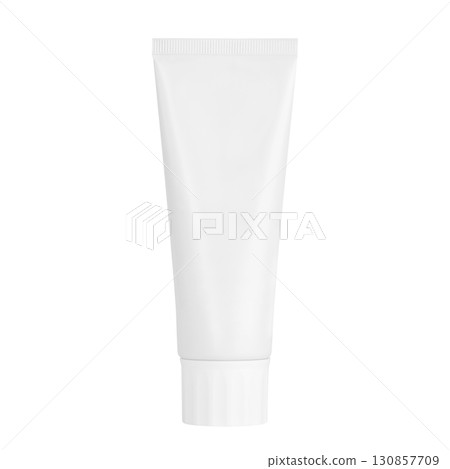 white tube with hand and face cream isolated on white background 130857709