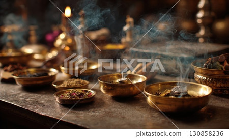 tea with candles 130858236