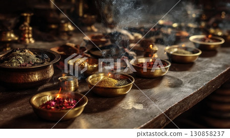 tea with candles 130858237