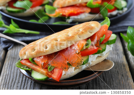 smoked deli salmon sandwiches with cream cheese smoked deli salmon sandwiches with cream cheese 130858350