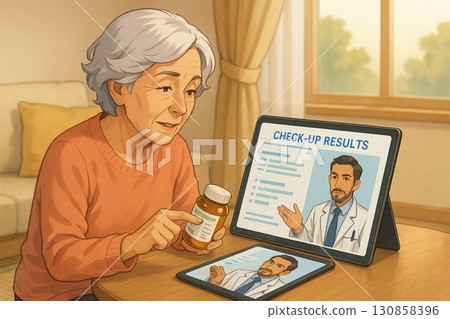 Elderly people checking the results of their regular health checkups 130858396