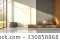Cozy interior space with natural light and modern design elements showcasing a minimalist aesthetic 130858868