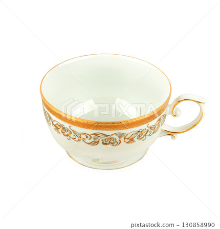 Elegant Porcelain Teacup with Gold Ornament 130858990