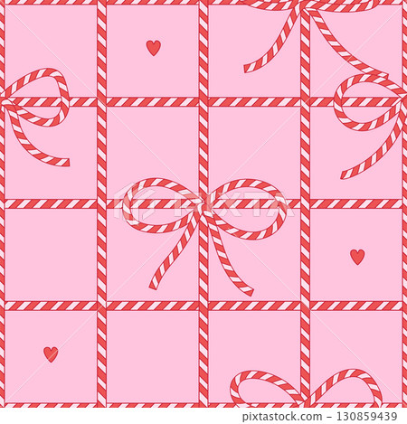 Christmas seamless pattern with White Red Rope Bow, Twine Color Ribbon and Tied Knot. Sweet coquette backdrop with candy cane vibe. Flat vector Design for fashion , fabric, textile, wrapping Christmas seamless pattern with White Red Rope Bow, Twine Color Ribbon and Tied Knot. Sweet coquette backdrop with candy cane vibe. Flat vector Design for fashion , fabric, textile, wrapping 130859439