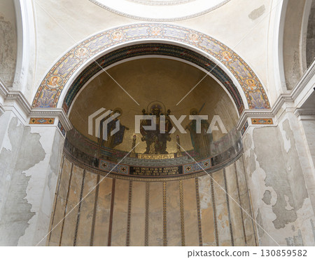 Ancient mosaic in the interior of the church 130859582