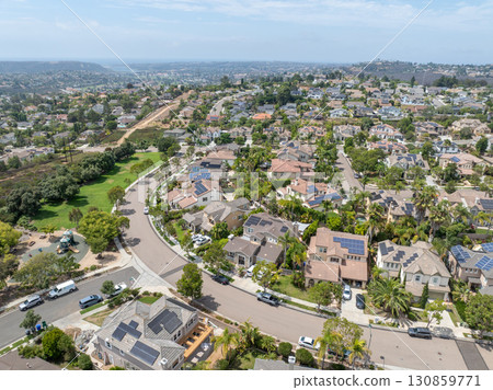 Aerial view houses in Carlsbad in land, North County San Diego Aerial view houses in Carlsbad in land, North County San Diego 130859771