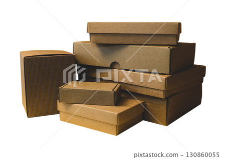 Carton boxes isolated on white background 130860055