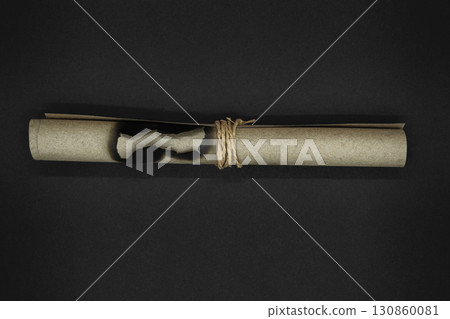 Twisted burned beige scroll paper 130860081