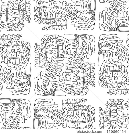 Seaweed monochrome abstract botanical coastal seamless pattern art nouveau style Seaweed monochrome abstract botanical coastal seamless pattern art nouveau style 130860434