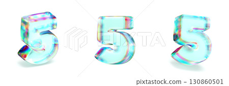 Crystal glass Font Set of number 5 FIVE 3D Crystal glass Font Set of number 5 FIVE 3D 130860501