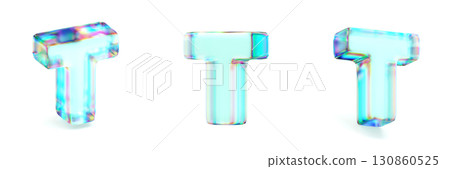 Crystal glass Font Set of letters T 3D Crystal glass Font Set of letters T 3D 130860525