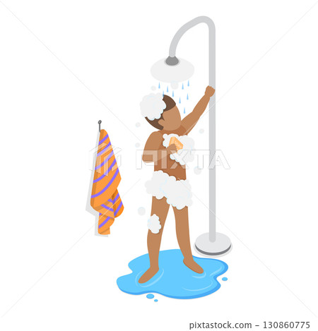 3D Isometric Flat Vector Illustration of Kids Daily Routine, Every Day Scenes. Item 2 3D Isometric Flat Vector Illustration of Kids Daily Routine, Every Day Scenes. Item 2 130860775