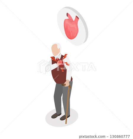 3D Isometric Flat Vector Illustration of Heart Attack, Cardiac Failure. Item 1 3D Isometric Flat Vector Illustration of Heart Attack, Cardiac Failure. Item 1 130860777
