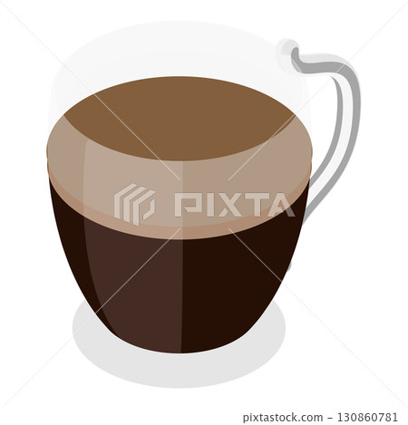 3D Isometric Flat Vector Set of Coffee Beverages, Cafe Menu. Item 2 3D Isometric Flat Vector Set of Coffee Beverages, Cafe Menu. Item 2 130860781