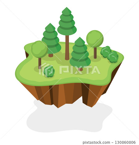 3D Isometric Flat Vector Illustration of Flying Islands, Floating Islands In The Sky. Item 3 130860806