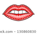 A drawing of lips made of colored circles and dots. Drawing in mandala style. 130860830