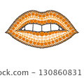 A drawing of lips made of colored circles and dots. Drawing in mandala style. 130860831