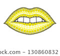 A drawing of lips made of colored circles and dots. Drawing in mandala style. 130860832