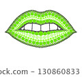 A drawing of lips made of colored circles and dots. Drawing in mandala style. 130860833