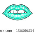 A drawing of lips made of colored circles and dots. Drawing in mandala style. 130860834