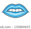 A drawing of lips made of colored circles and dots. Drawing in mandala style. 130860835