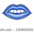 A drawing of lips made of colored circles and dots. Drawing in mandala style. 130860836