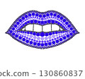 A drawing of lips made of colored circles and dots. Drawing in mandala style. 130860837