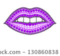 A drawing of lips made of colored circles and dots. Drawing in mandala style. 130860838