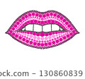 A drawing of lips made of colored circles and dots. Drawing in mandala style. 130860839