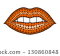 A drawing of lips made of colored circles and dots. Drawing in mandala style. 130860848