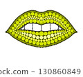 A drawing of lips made of colored circles and dots. Drawing in mandala style. 130860849