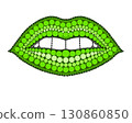 A drawing of lips made of colored circles and dots. Drawing in mandala style. 130860850