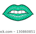 A drawing of lips made of colored circles and dots. Drawing in mandala style. 130860851