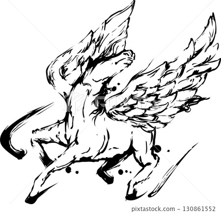 飛馬水墨畫插圖 飛馬水墨畫插圖 130861552