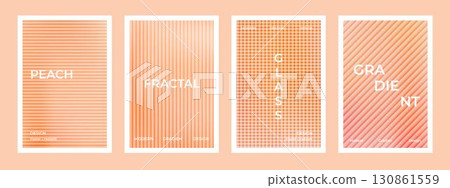 Peach pink gradient stripes with ribbed fractal glass effect background set. Nude, peach and apricot gradient soft poster. Modern dynamic design for wall art, flyers, brochures, covers and web banners Peach pink gradient stripes with ribbed fractal glass effect background set. Nude, peach and apricot gradient soft poster. Modern dynamic design for wall art, flyers, brochures, covers and web banners 130861559